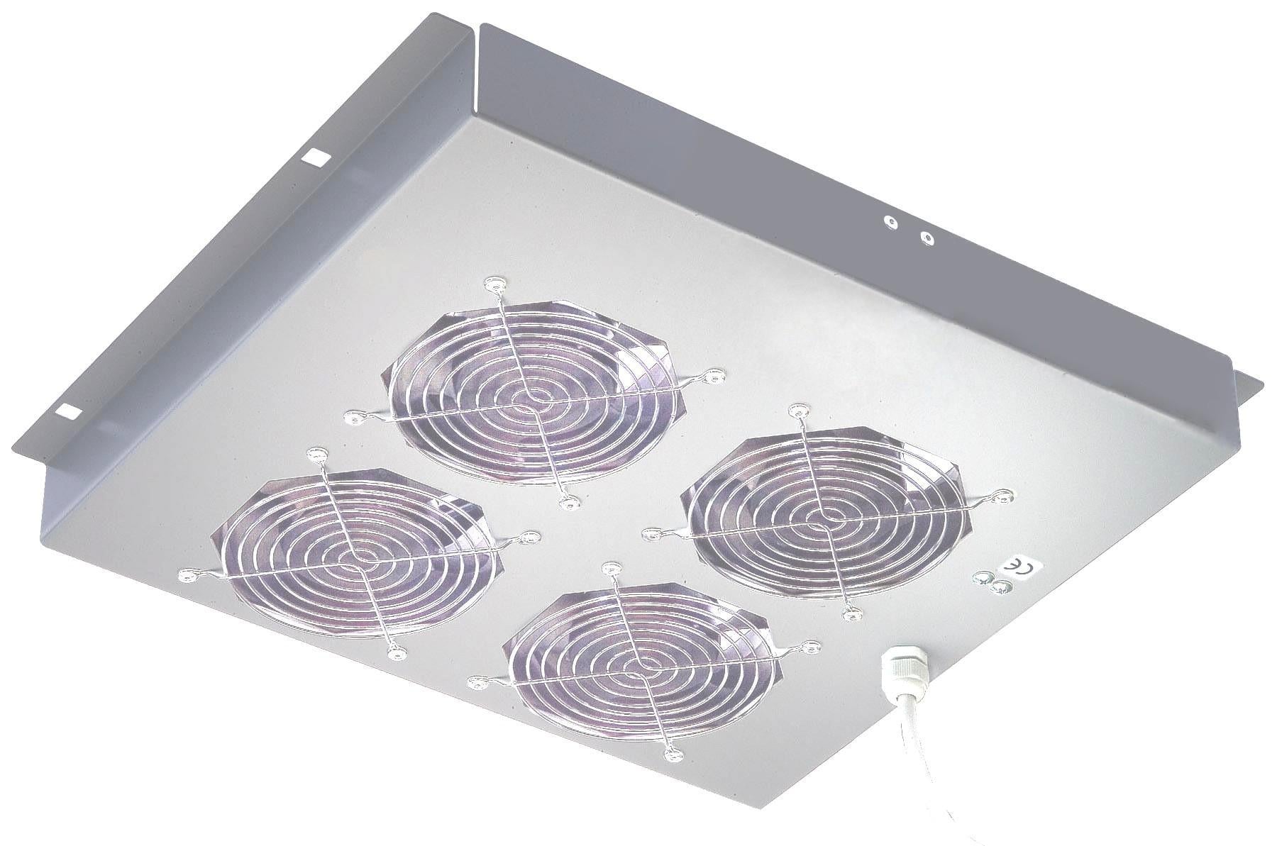 Gruppo di 4 Ventole a Soffitto Senza Termostato per Rack 19'' Grigio