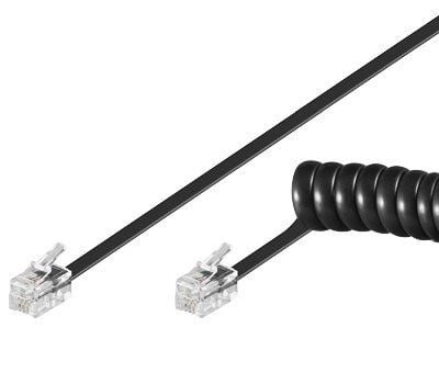 Cavo telefonico spiralato 4mt RJ10 4P4C Nero