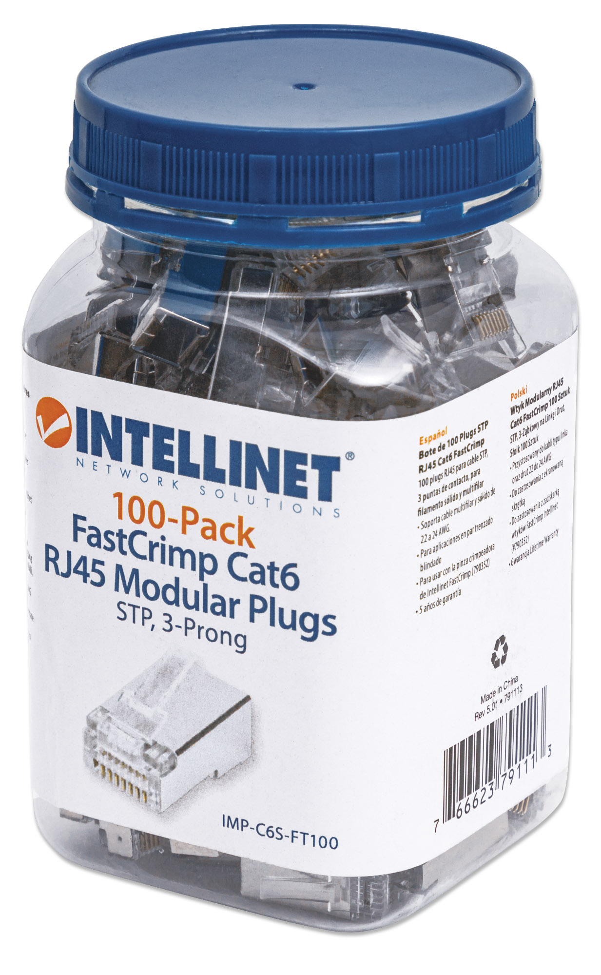 Confezione 100 Plug modulari RJ45 passanti Cat6 FastCrimp