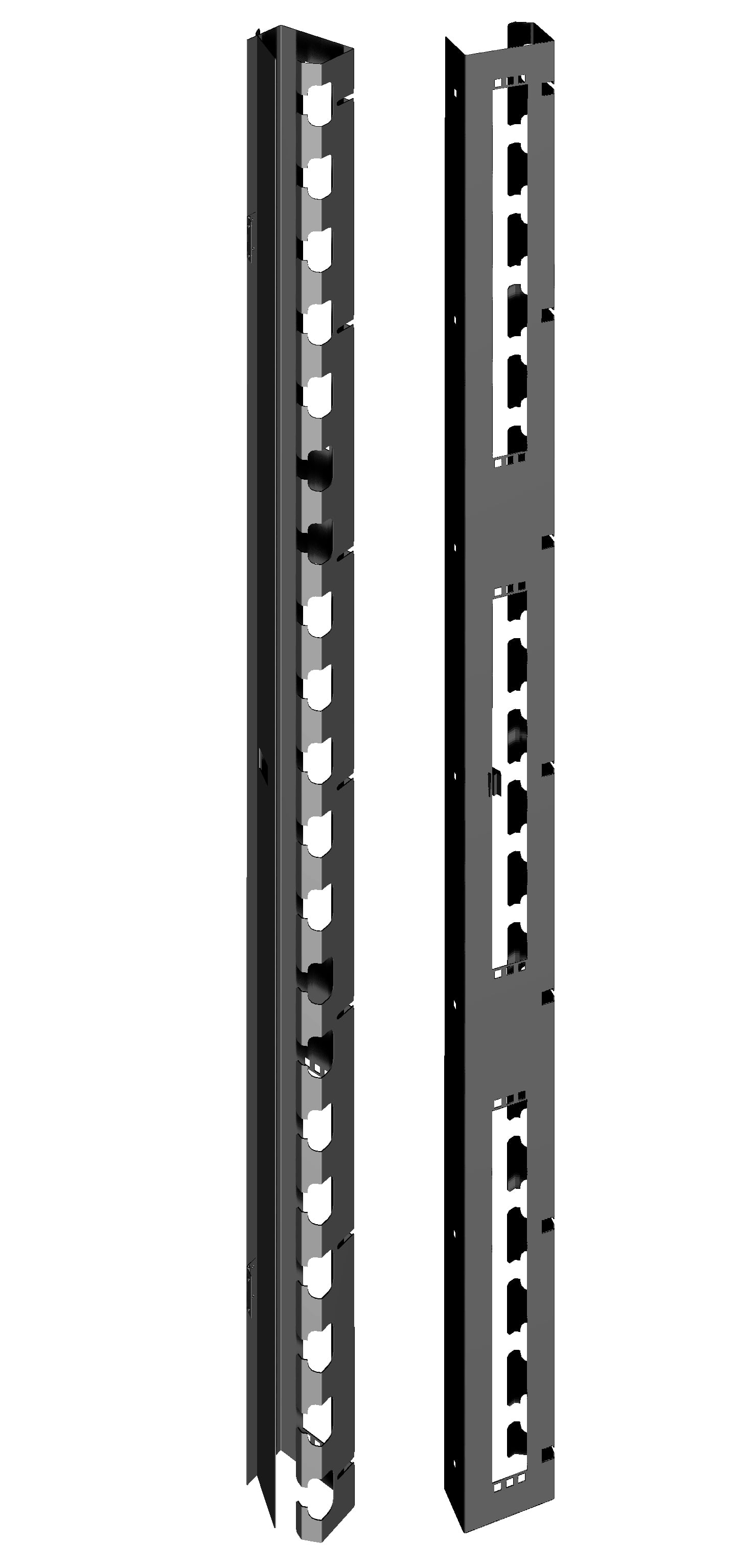 Coppia Canala Gestione Cavi Verticale 42U con Sportello Chiusura a Scatto Nero