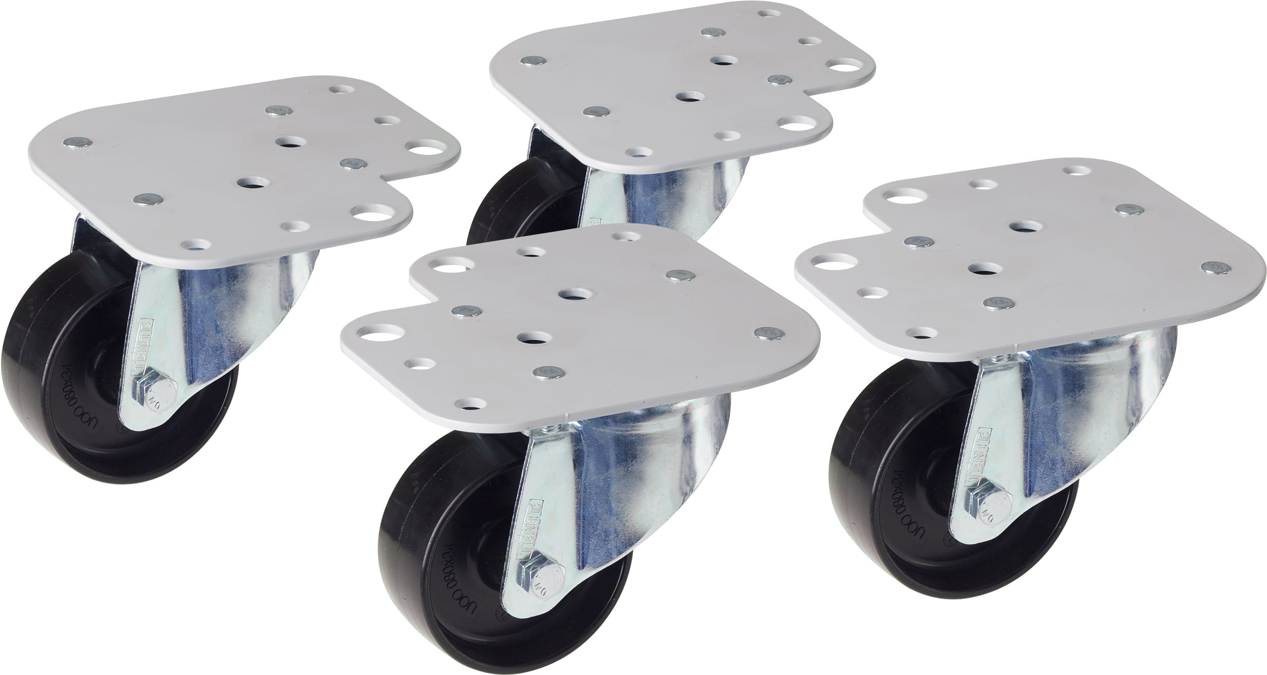 Kit 4 Ruote per Armadi con Piastre per Montaggio Simultaneo Piedini