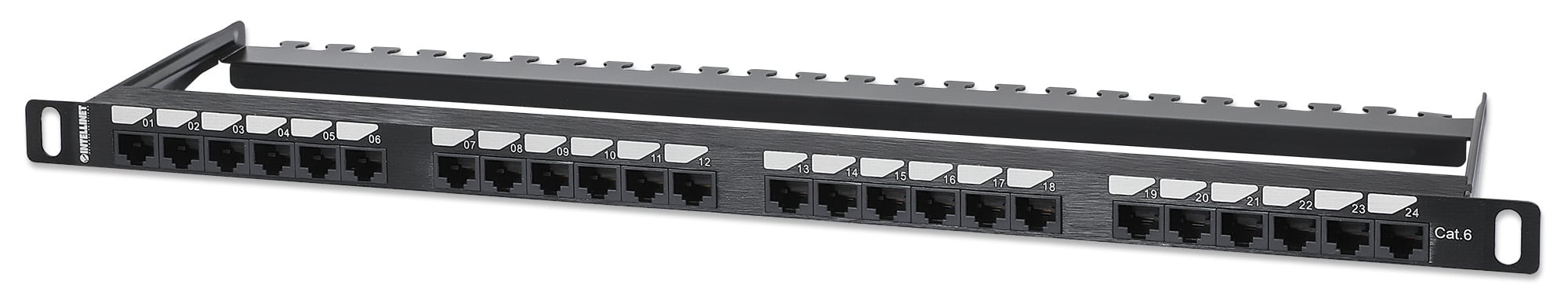 Pannello Patch UTP 24 Posti RJ45 0,5 U Cat. 6 Nero