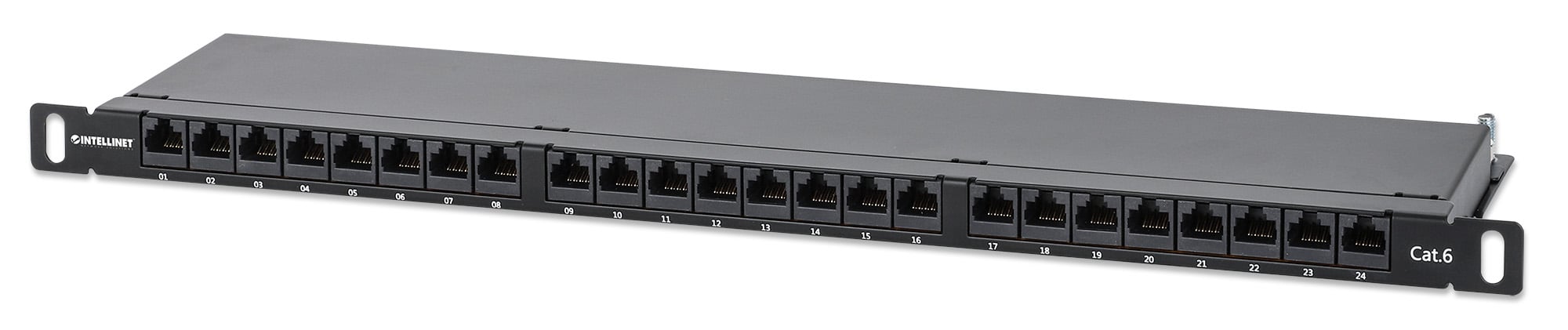 Pannello Patch UTP 24 Posti RJ45 0,5 U Cat. 6 Nero